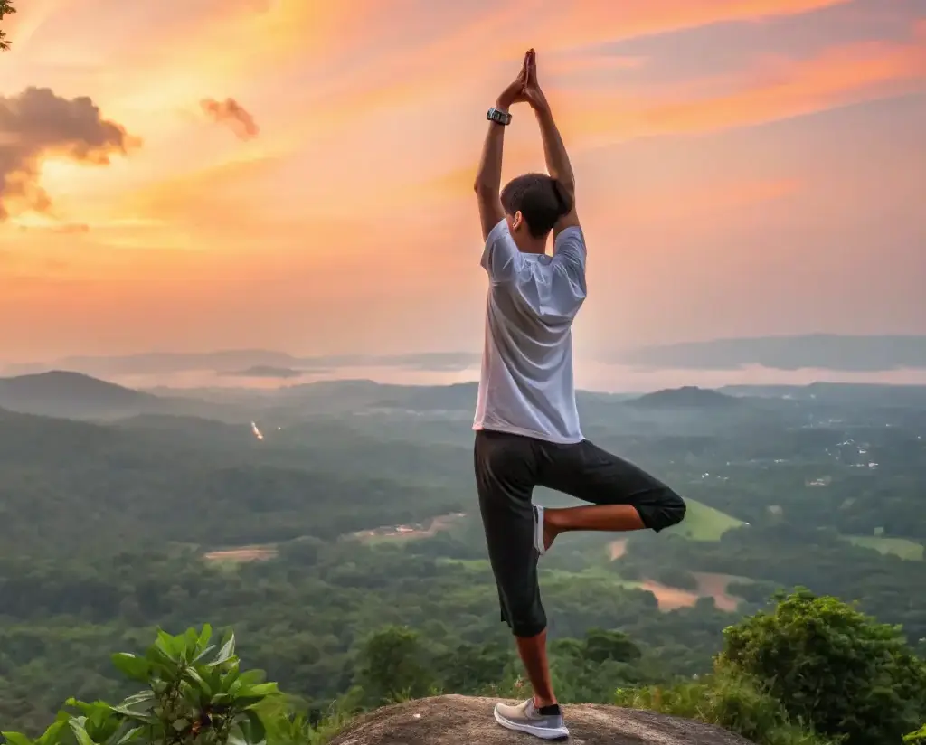 A vibrant image of a person practicing yoga with perfect posture, symbolizing the improved spinal health and overall wellness achieved through Vera Bloom's services.